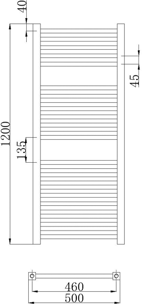 Additional image for Square Ladder Towel Radiator (Chrome). 1200x500mm.