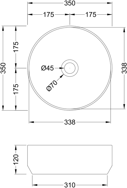 Additional image for Round Countertop Basin 350mm (No Overflow).