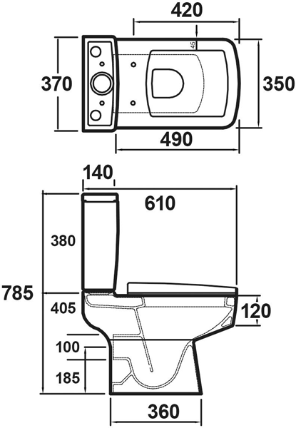 Additional image for Semi Flush To Wall Compact Toilet Pan With Cistern & Luxury Seat.