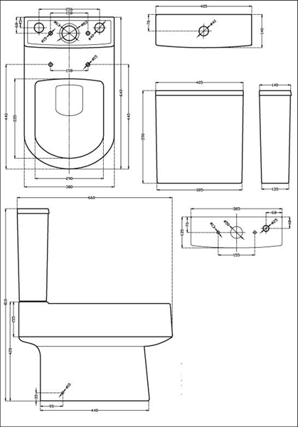 Additional image for Semi Flush To Wall Toilet Pan With Cistern & Luxury Seat.