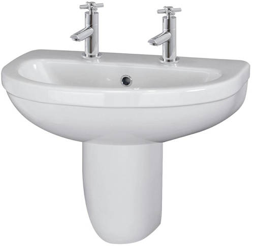Additional image for Ivo 550mm Basin & Semi Pedestal (2 Tap Hole).