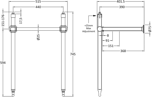 Additional image for Traditional Washstand 745x465x368mm (Chrome).