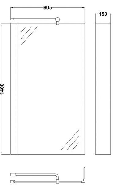 Additional image for Quattro Shower Bath Screen (1400x805mm).