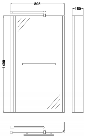 Additional image for Quattro Shower Bath Screen & Rail (1400x805).