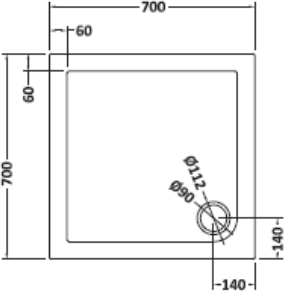 Additional image for Square Shower Tray (700x700x40mm).