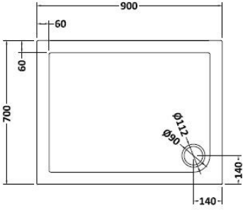 Additional image for Rectangular Shower Tray (900x700x40mm).