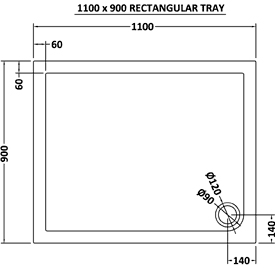 Additional image for Easy Plumb Rectangular Shower Tray. 1100x900x40mm.