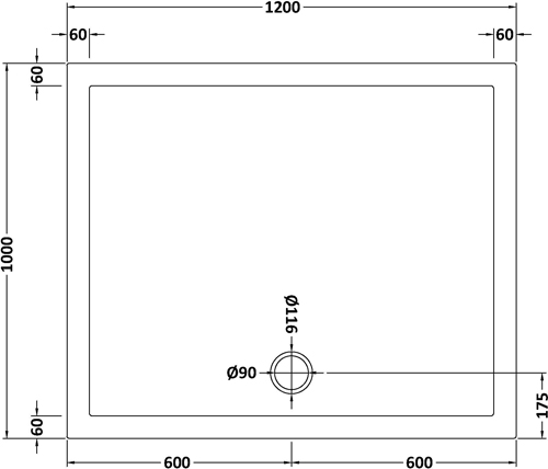 Additional image for Rectangular Shower Tray 1200x1000mm (Gloss White).