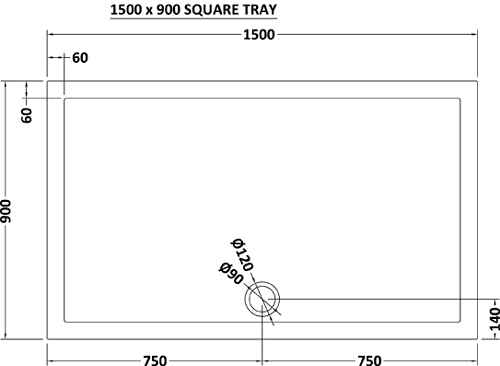 Additional image for Low Profile Rectangular Shower Tray. 1500x900x40mm.