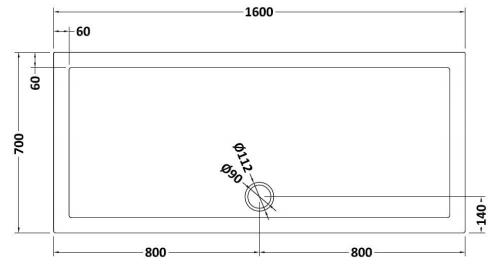 Additional image for Rectangular Shower Tray (1600x700x40mm).