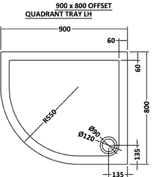 Additional image for Easy Plumb Offset Quad Shower Tray. 900x800x40mm (LH).