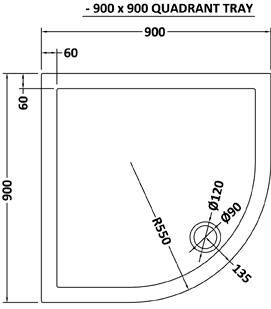 Additional image for Low Profile Quadrant Shower Tray. 900x900x40mm.