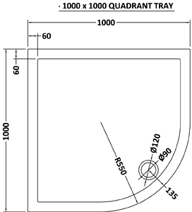 Additional image for Easy Plumb Quadrant Shower Tray. 1000x1000x40mm.