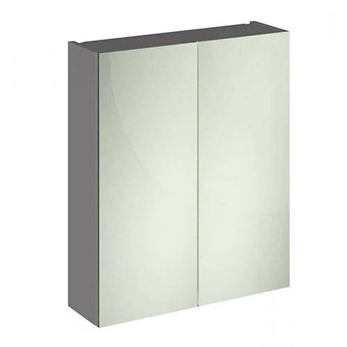 Additional image for 2 Door Mirror Cabinet 600mm (Gloss Grey).
