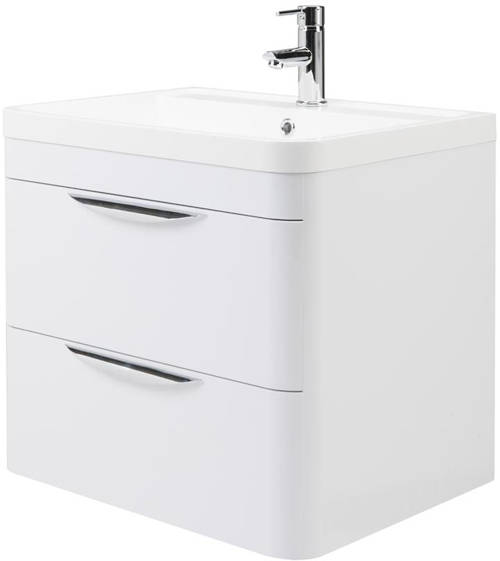 Additional image for Wall Hung Vanity Unit & Basin 600mm (Gloss White).