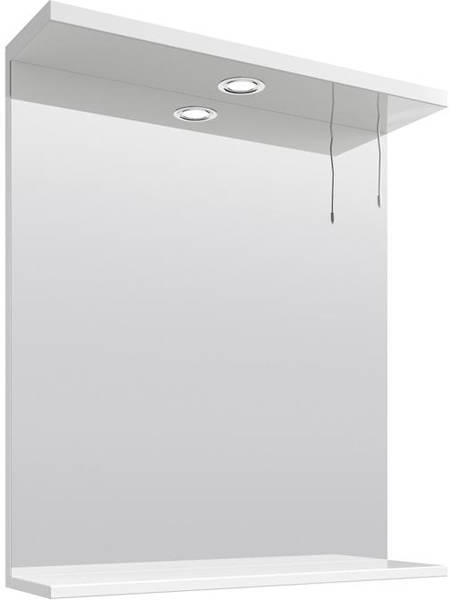 Additional image for Vanity Mirror With Shelf & Light (650x750mm, White).