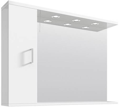 Additional image for Vanity Mirror With Cabinet & Lights (1050x750mm, White).