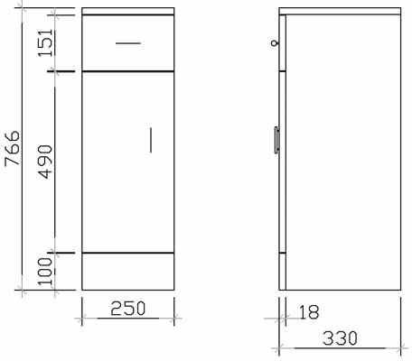 Additional image for Bathroom Storage Unit With Drawer (766x250x330mm, White).