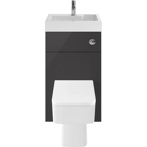 Additional image for 2 In 1 BTW Unit With Basin & Cistern 500mm (Gloss Grey).
