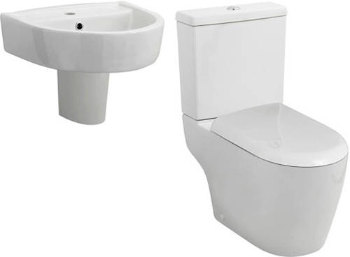 Additional image for Flush To Wall Toilet With 420mm Basin & Semi Pedestal.