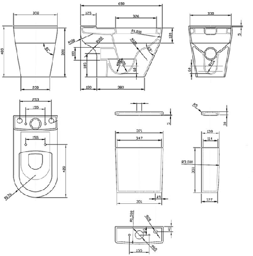 Additional image for Flush To Wall Toilet With 420mm Basin & Semi Pedestal.