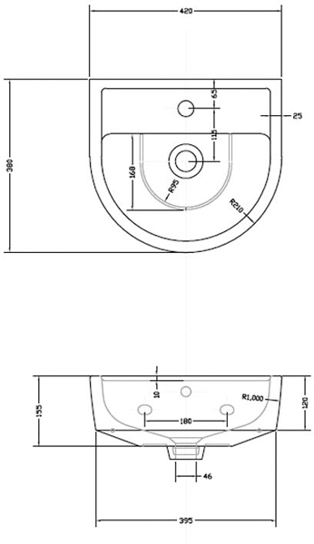 Additional image for Flush To Wall Toilet With 420mm Basin & Semi Pedestal.