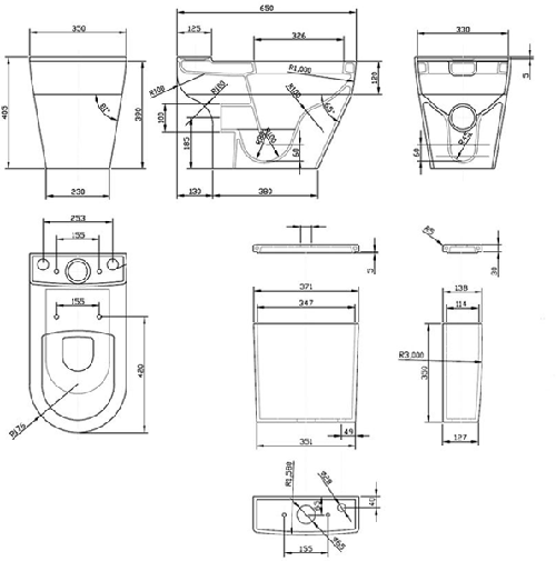 Additional image for Flush To Wall Toilet With 520mm Basin & Semi Pedestal.