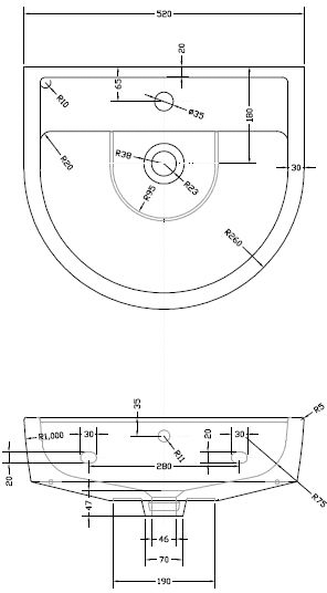 Additional image for Flush To Wall Toilet With 520mm Basin & Semi Pedestal.