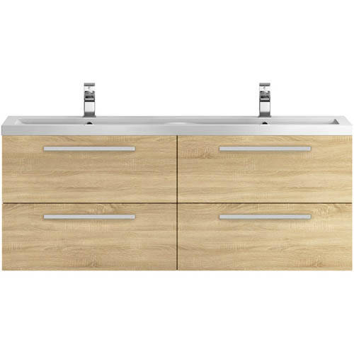 Additional image for Wall Vanity Unit & Double Basin 1440mm (N Oak).