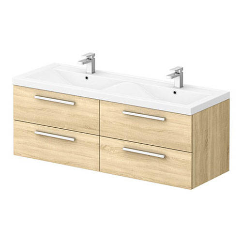 Additional image for Wall Vanity Unit & Double Basin 1440mm (N Oak).