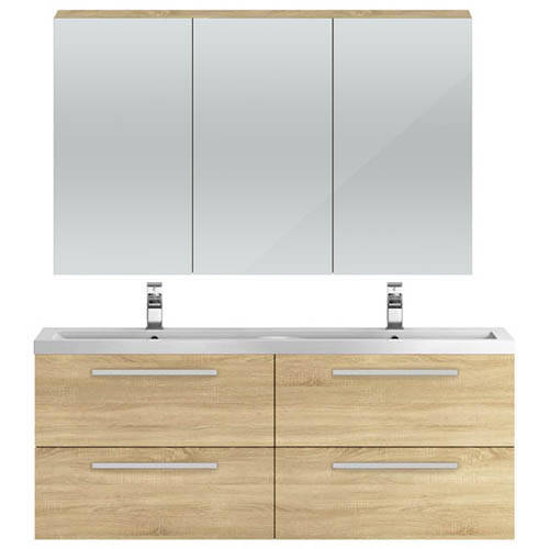 Additional image for Wall Hung Vanity Unit Pack With Cabinet (Natural Oak).