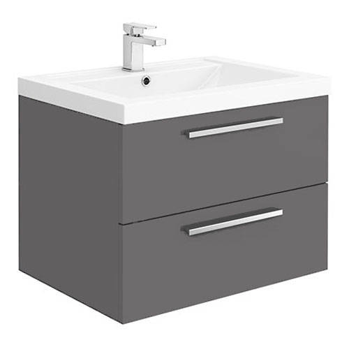 Additional image for Wall Vanity Unit & Basin 720mm (Gloss Grey).