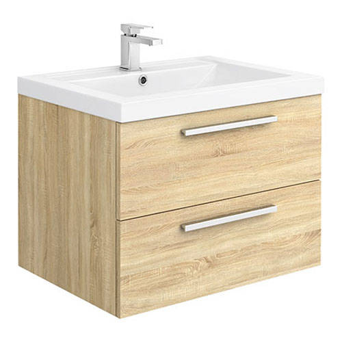 Additional image for Wall Vanity Unit & Basin 720mm (Natural Oak).