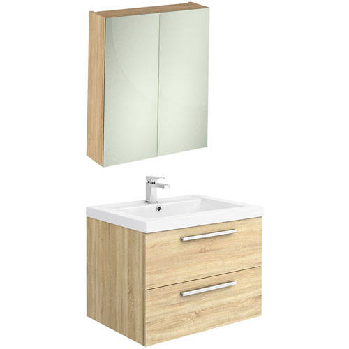 Additional image for Wall Hung Vanity Unit Pack With Cabinet (Natural Oak).