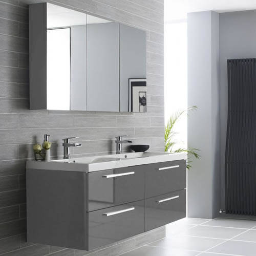 Additional image for 3 Door Mirror Cabinet 1350mm (Gloss Grey).