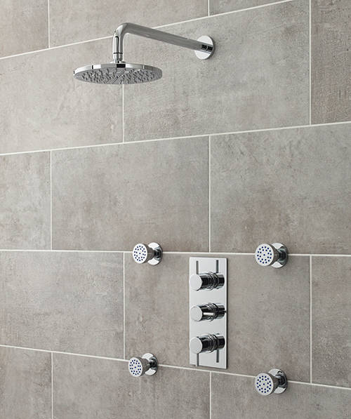 Additional image for Quest Triple Thermostatic Shower Valve, Head & Body Jets.