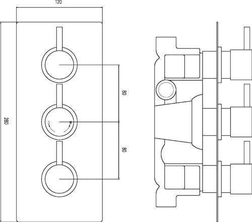 Additional image for Thermostatic Triple Concealed Shower Valve With Diverter.