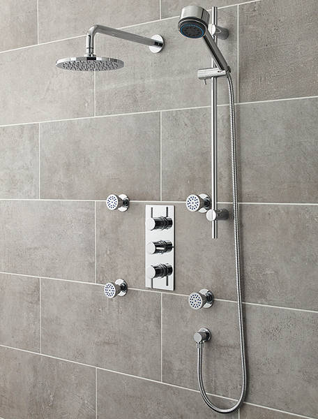 Additional image for Quest Thermostatic Shower Valve With Head, Slide Rail & Jets.