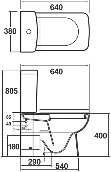 Additional image for Compact Flush To Wall Toilet With 450mm Basin & Pedestal.