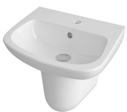 Additional image for Compact Flush To Wall Toilet, 450mm Basin & Semi Pedestal.