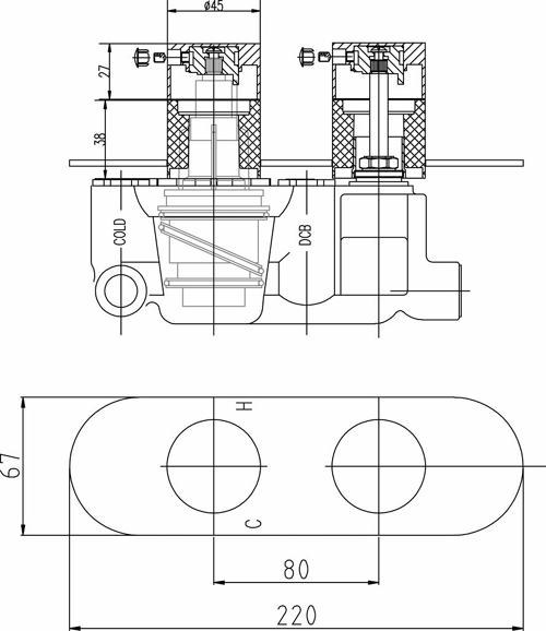 Additional image for 3/4" Twin Concealed Thermostatic Shower Valve.