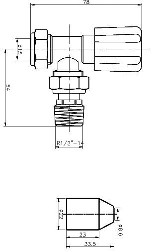 Additional image for Radiator Valves (Angled, Chrome).