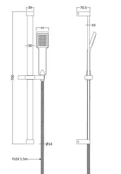 Additional image for Thermostatic Bar Shower Valve With Slide Rail Kit (Chrome).