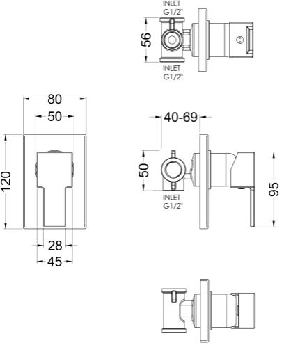 Additional image for Concealed Manual Shower Valve With Slide Rail Kit (Chrome).