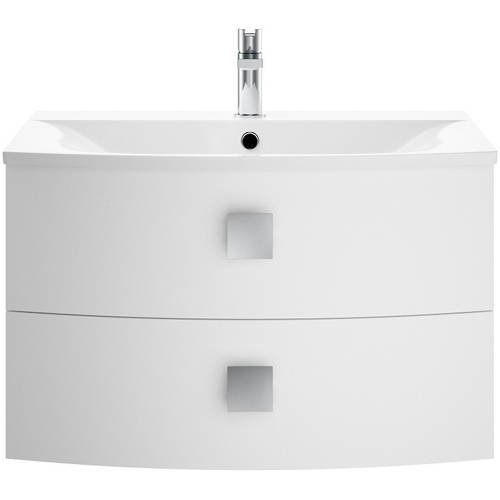 Additional image for Wall Hung Vanity Unit With 2 Drawers (700mm, Moon White).