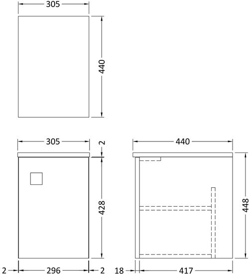 Additional image for Wall Hung Side Storage Unit (300mm, Mineral Blue).