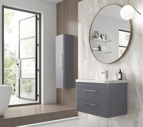 Additional image for Wall Hung 600mm Vanity Unit, BTW & Tall Unit (Grey).