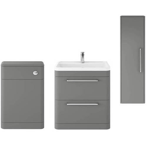 Additional image for Floor Standing 800mm Vanity Unit, BTW & Tall Unit (Grey).
