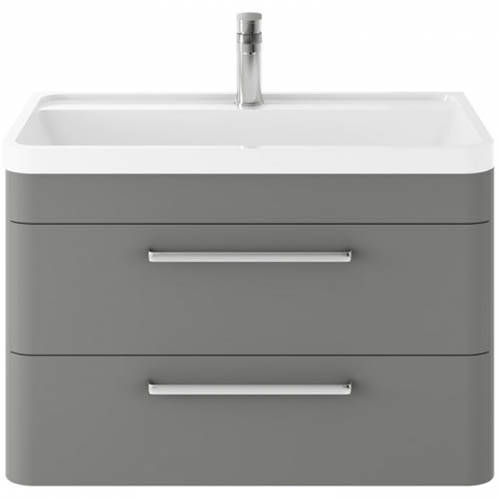 Additional image for Wall Hung Vanity Unit & Basin 800mm (Cool Grey).
