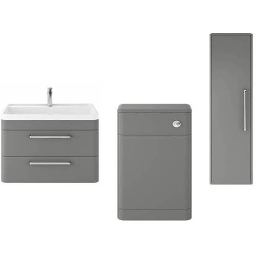 Additional image for Wall Hung 800mm Vanity Unit, BTW & Tall Unit (Grey).